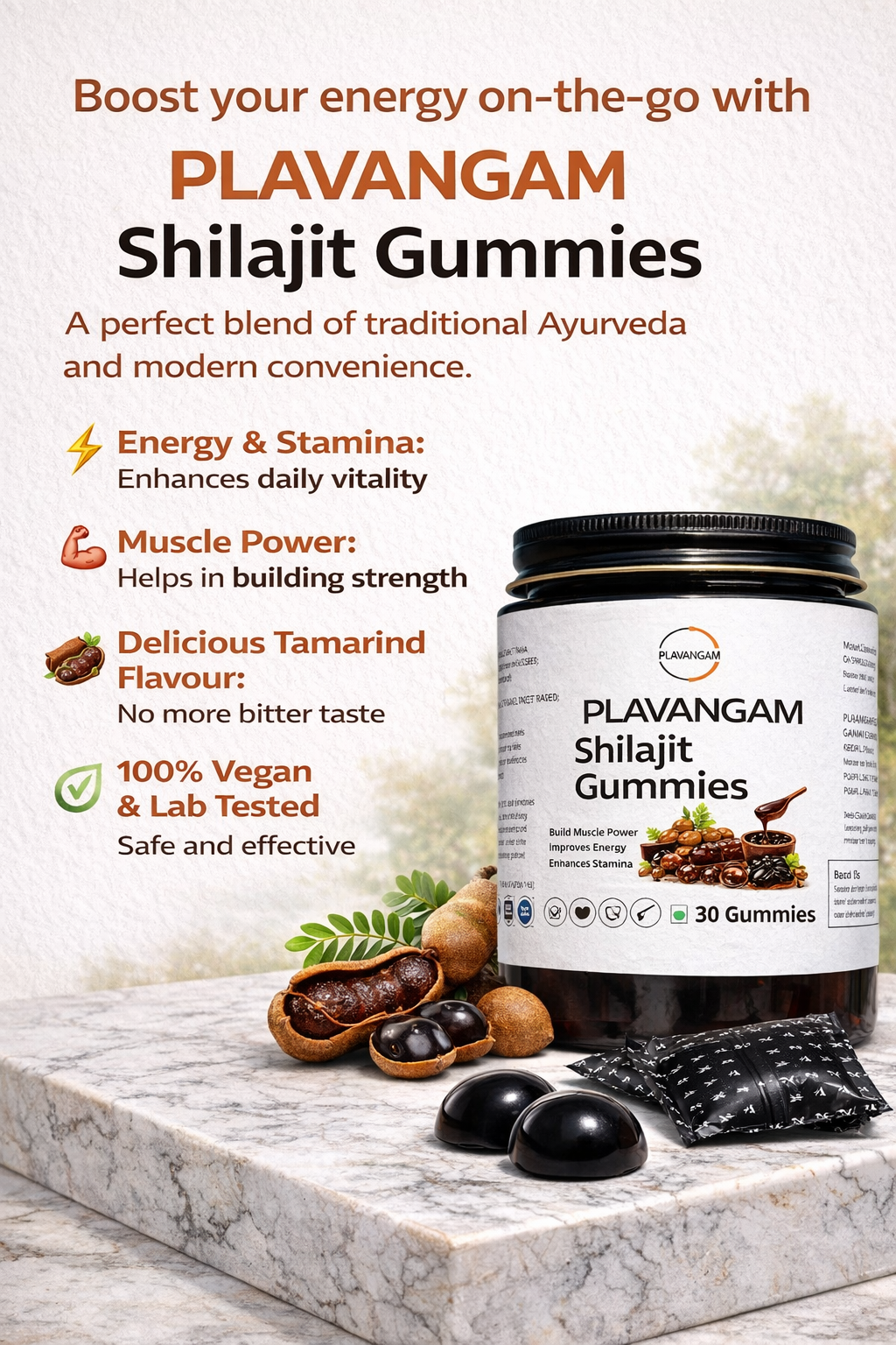 Plavangam-Shilajit-Gummies-Pure-Himalayan-Resin ,Plavangam Himalayan Shilajit Gummies for Energy and Vitality