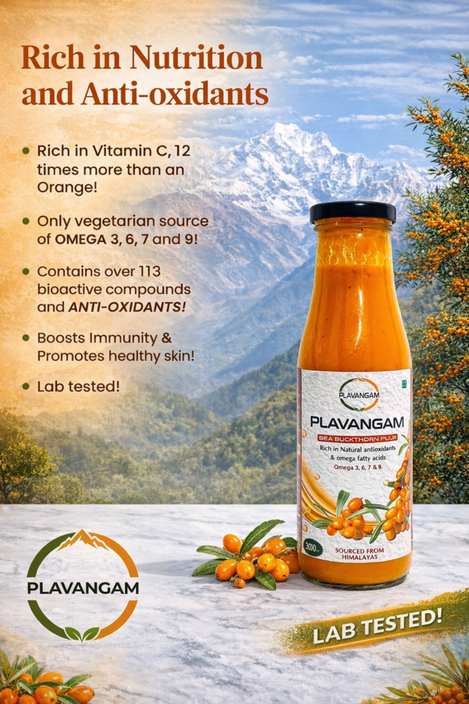 Plavangam Himalayan Sea Buckthorn Pulp 300ml bottle
